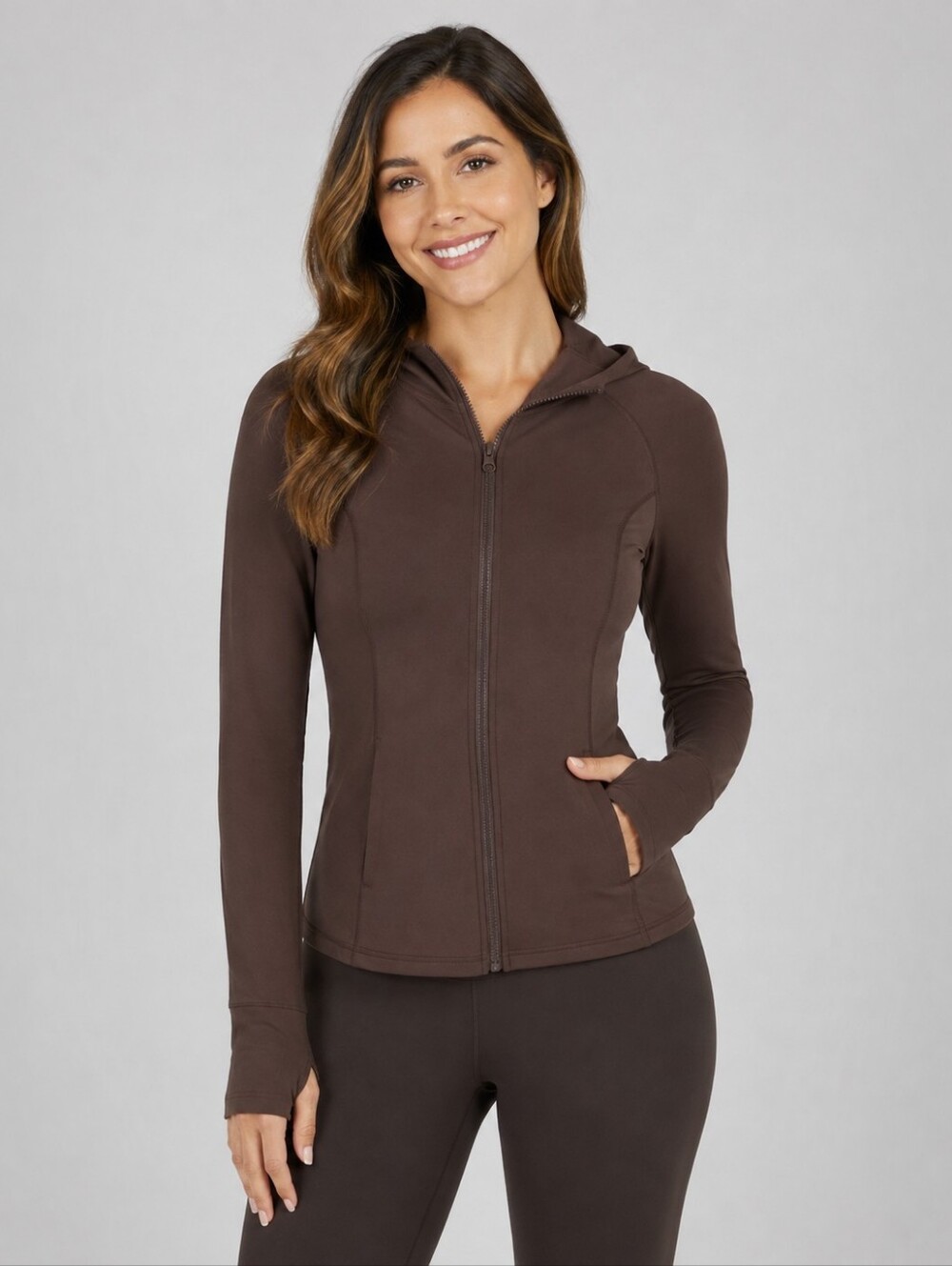 Yogalicious Slim Full Zip Hooded Jacket Women’s Brown